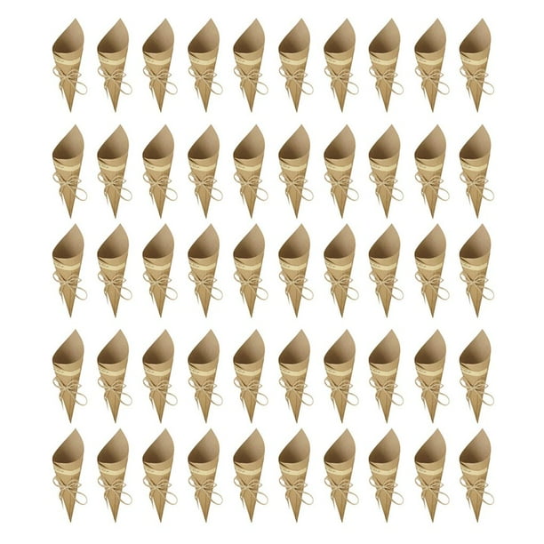 Naiovety 50 piezas de dulces, aperitivos, conos para envolver, ceremonia, fiesta, banquete, bolsa de regalo de un solo uso, soporte, papel de Artesanía Negro