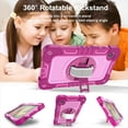 thumbnail image 3 of ELEHOLD 3-Layer Shockproof Case For Tab A 8.0 (2019) T290 / T295, Rugged Cover with 360° Rotating Kickstand, Wrist Strap, Detachable Shoulder Strap, Rose+Pink, 3 of 7