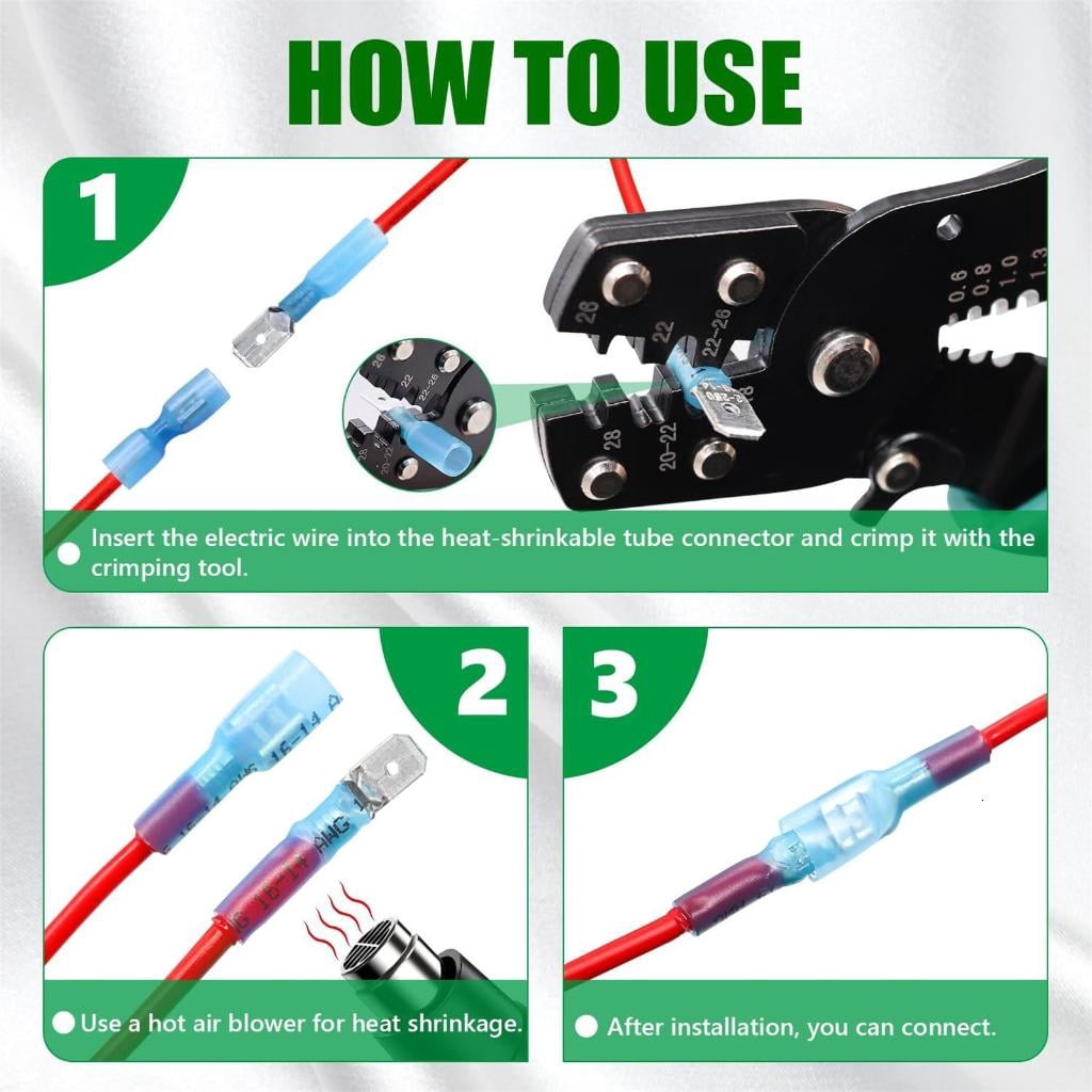 Metal Spades Connectors with Heat Shrink Electrical Connectors Electrical Splices with Box for Wiring Project