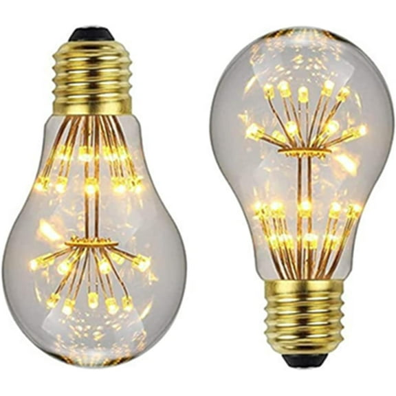 EONQY 2 Pack Led Bulb Vintage Light Bulb Starry Light Bulb Firework Decorative Light Bulb 3W Fairy Light Bulbs E27 Screw Mouth, for Bedroom Wedding Decoration