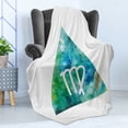 thumbnail image 4 of Virgo Soft Flannel Fleece Throw Blanket, Virgo Watercolor Abstract Triangle Background Culture Inspiration, Cozy Plush for Indoor and Outdoor Use, 60" x 80", Sea Green Blue White, by Ambesonne, 4 of 5