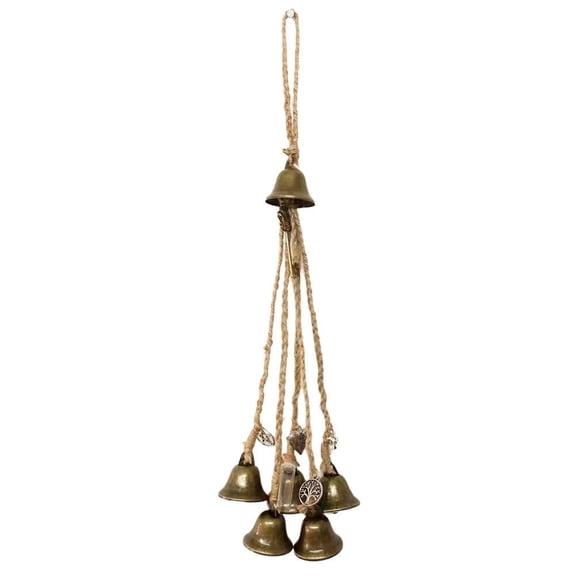 IFRINID Blessing Bells, Handmade Decorative Cow Bells, Rustic Metal Wind Chime with Jute Rope for Home, Garden Decor