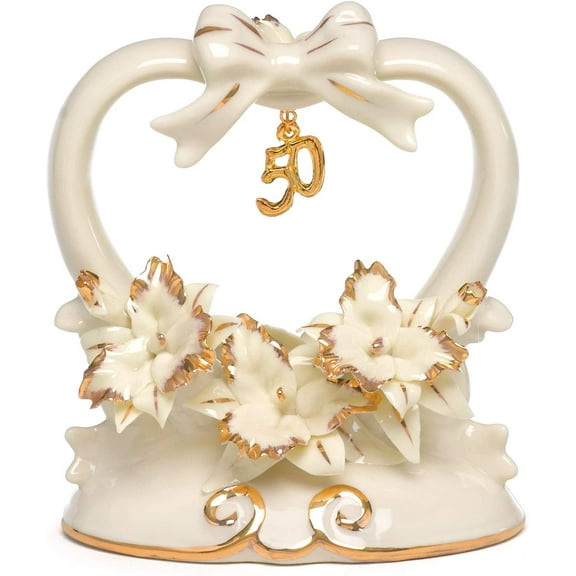 Wedding Accessories 50th Anniversary Porcelain Cake Top,