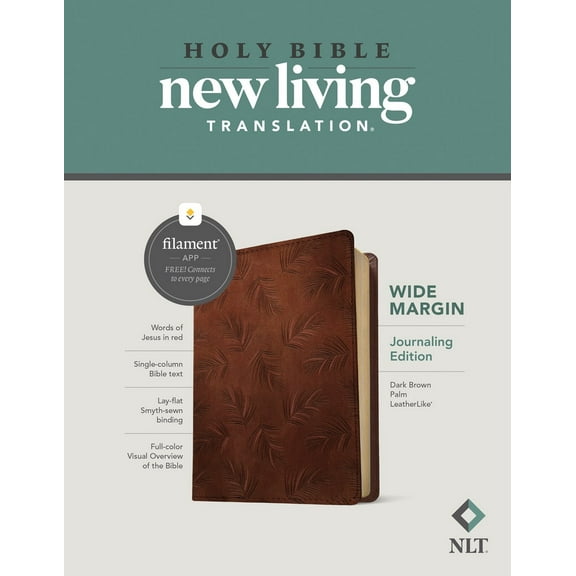 NLT Wide Margin Bible/Filament Enabled Edition-Dark Brown Palm LeatherLike