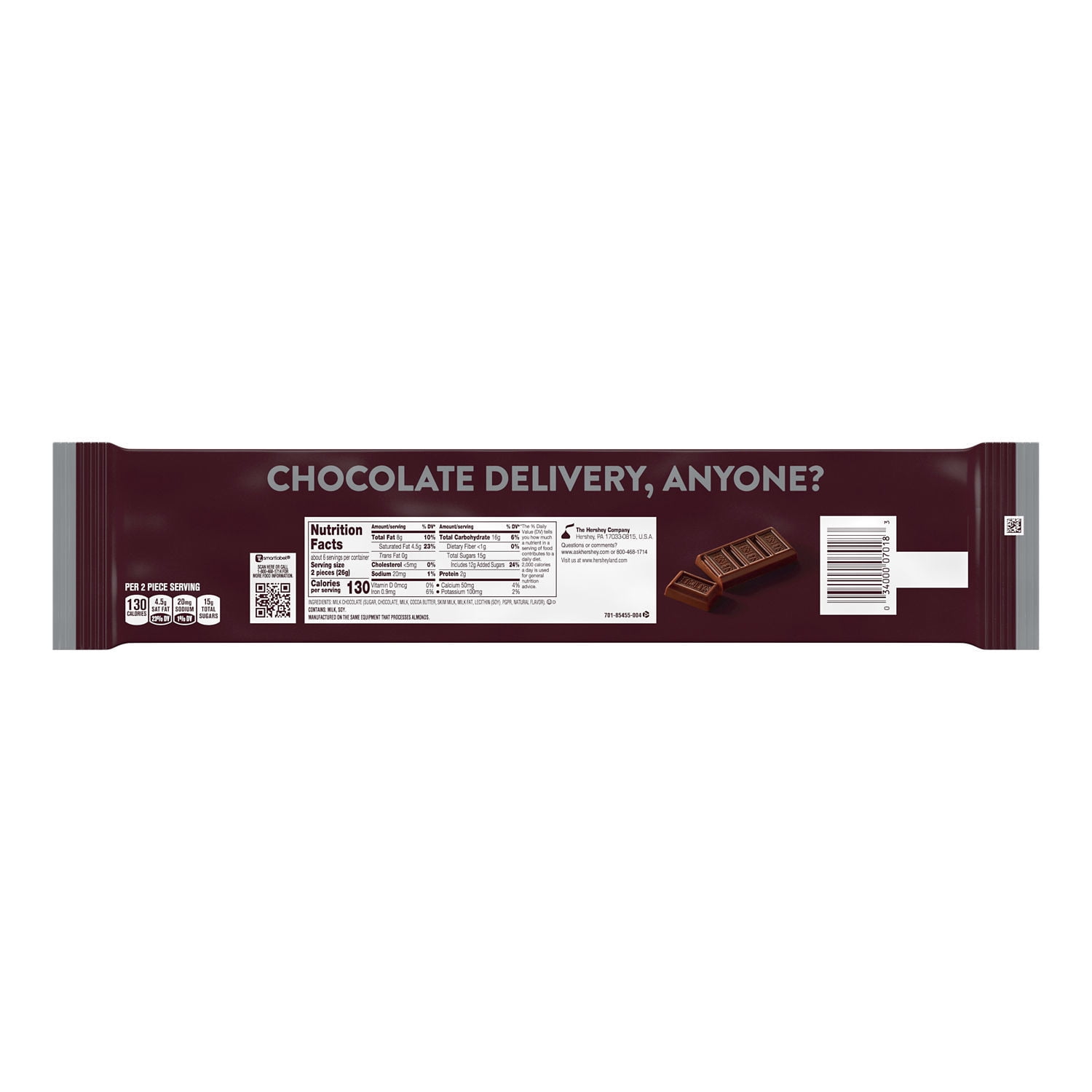 Hershey's Milk Chocolate Snack Size Candy, Bars .45 oz, 12 Count