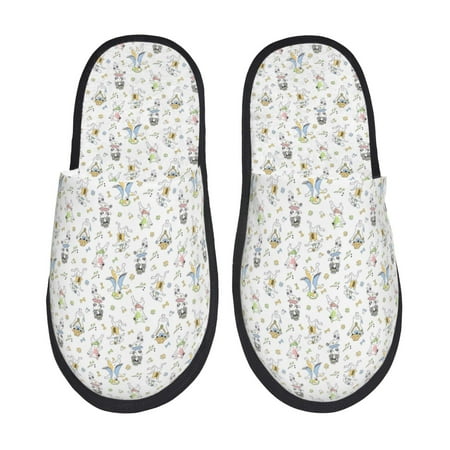

Yiaed Dancing Dogs Print Unisex House Slippers Slip on Warm Shoes Indoor Outdoor with Anti-slip sole-Medium
