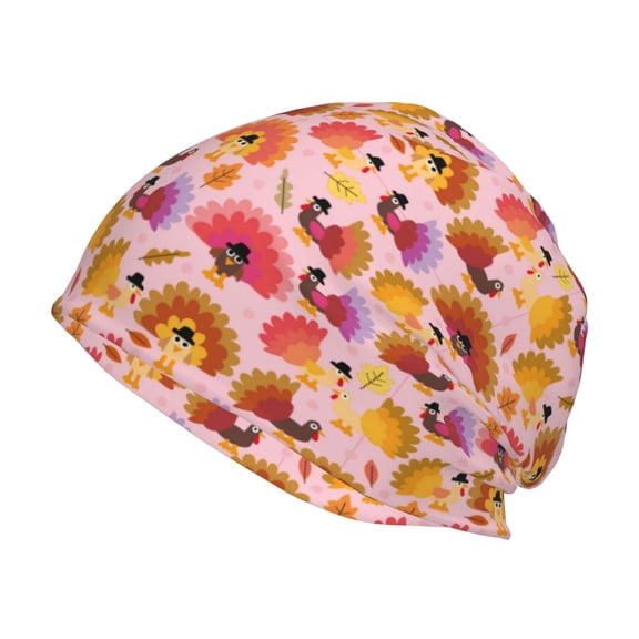 Xecao Happy Thanksgiving Turkey Print Knit Hat,Winter Beanie for Men Women, Beanie Soft Warm Ski Stocking Cuffed Cap