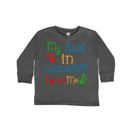 

Inktastic My Aunt in Wisconsin Loves Me Gift Toddler Boy or Toddler Girl Long Sleeve T-Shirt