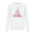 thumbnail image 3 of Womens Christmas Sweatshirts Pink Bows Tree Print Casual Crew Neck Tops Fashion Loose Long Sleeve Fall Outfits, 3 of 5