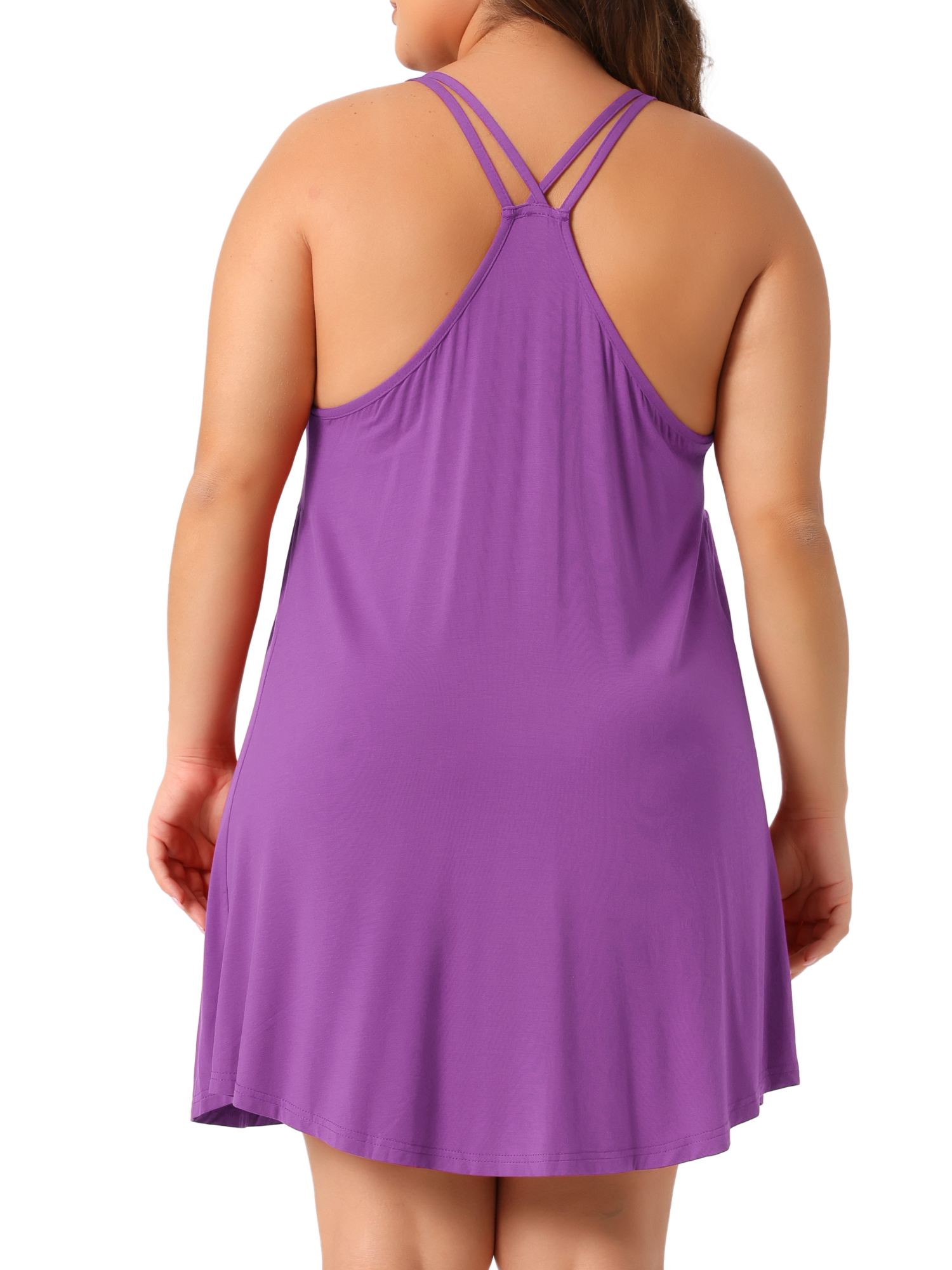 DARING DIVA Women's Plus Elegant V Neck Chemise Nightgown 3X Purple