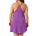 thumbnail image 4 of DARING DIVA Women's Plus Elegant V Neck Chemise Nightgown 1X Purple, 4 of 6