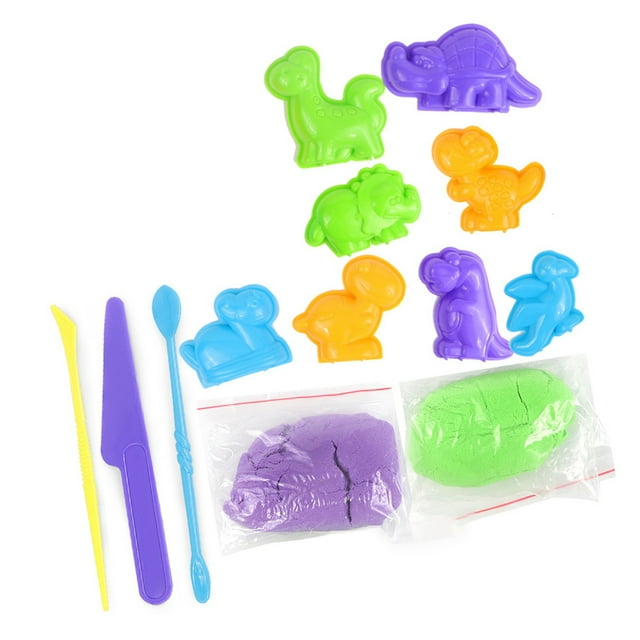 Ensemble de Sable en Argile pour Enfants, Ensemble de Sable pour Enfants Riche en Couleurs, Doux pour la Maison, Ensemble Dinosaure de Base 5,3 Oz