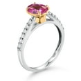 thumbnail image 3 of Gem Stone King 10K Yellow and White Gold Pink Mystic Topaz and White Lab Grown Diamond Engagement Ring for Women (1.48 Cttw, Oval 8X6MM, Gemstone Birthstone, Available in Size 5, 6, 7, 8, 9), 3 of 4