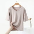 thumbnail image 5 of Mittory Womens Summer Tops V Neck Short Sleeve Loose Basic Tee Shirts Casual Comfy Vacation Clothes, 5 of 5