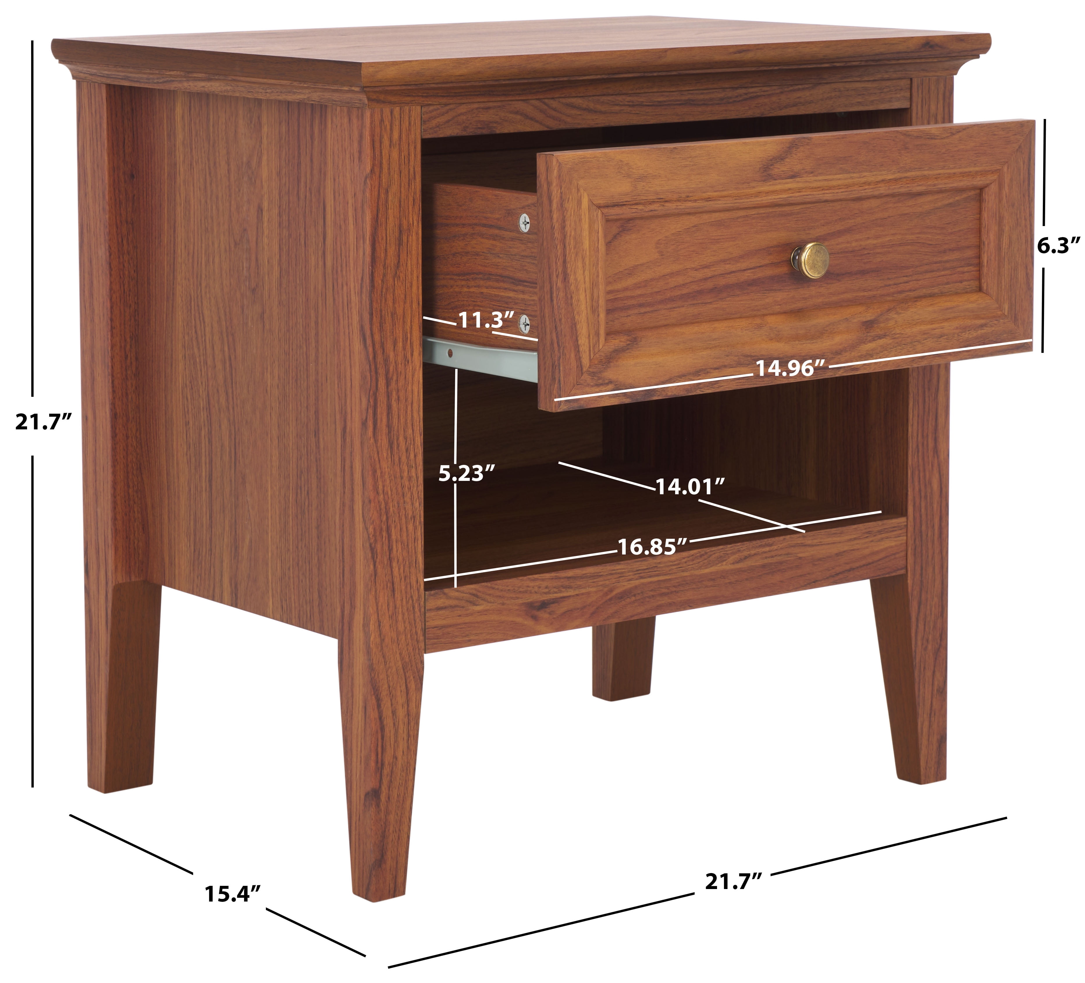 SAFAVIEH Sondra Traditional 2 Drawer Nightstand,Walnut/Gold