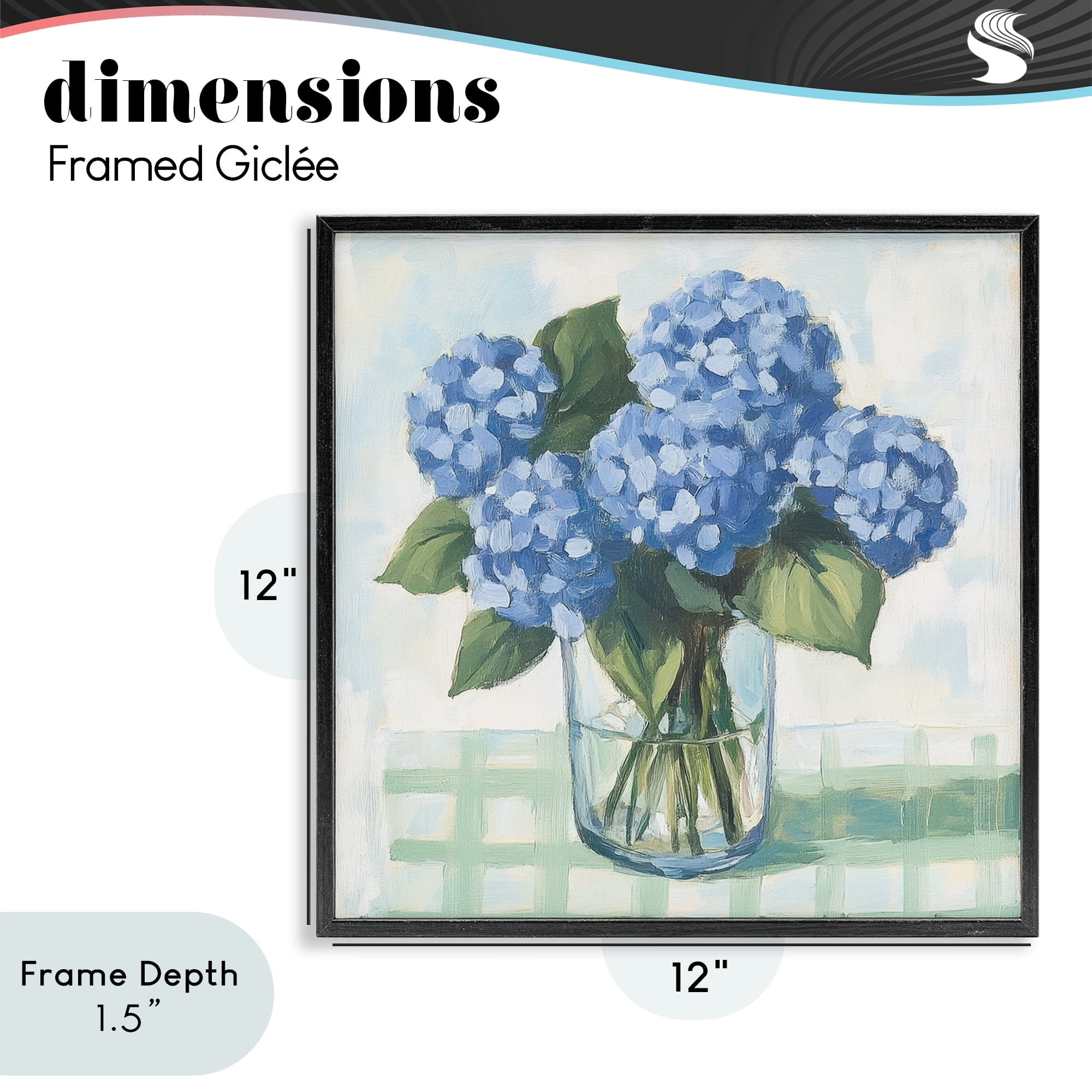 Stupell Industries Quaint Picnic Hydrangeas Black Framed Giclee Art, design by Petal Prints Design