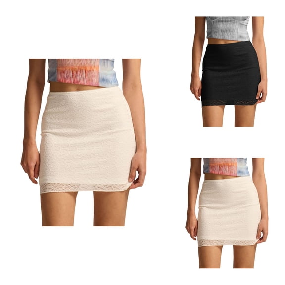 Women Lace Mini Skirt, Sexy Bodycon Layered Lace, High-Waisted Pencil Short Summer Floral Going Out Y2K Underskirt