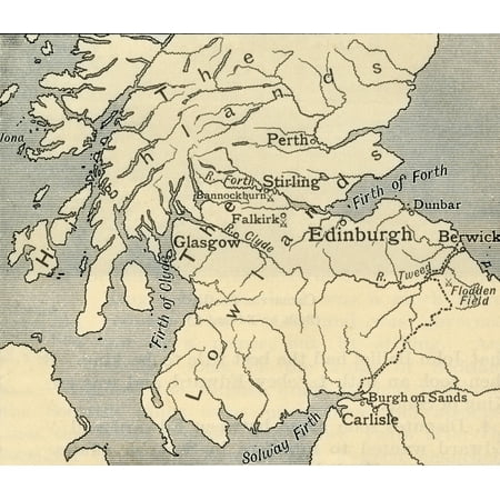 Teen Pics Map of Southern Scotland during the late middle ages From A First Book of British History published 1925 Poster Print by Hilary Jane Morgan Design Pics ()