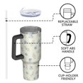 thumbnail image 4 of 40oz Pioneer Flower Floral Print Pattern Insulated Tumbler with Handle, BPA-Free Leak Proof Lid and Straws, Double Wall Vacuum, Hot 12h/Cold 34h, 4 of 6