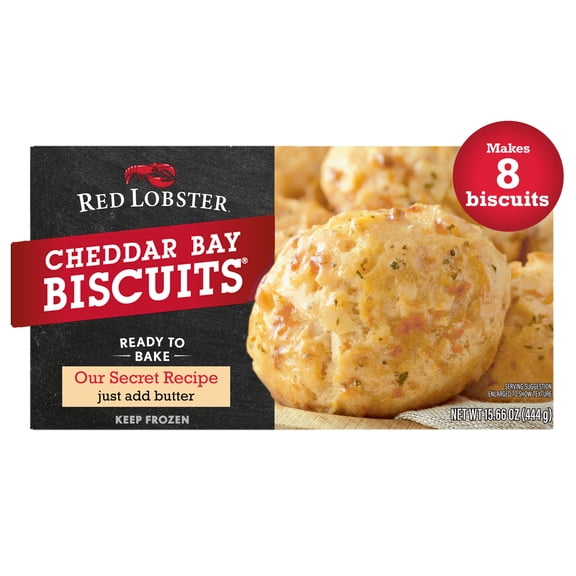 Red Lobster Frozen Cheddar Bay Biscuits, Ready to Bake Frozen Bread Biscuits, 8 Count, 15.66 Oz Box