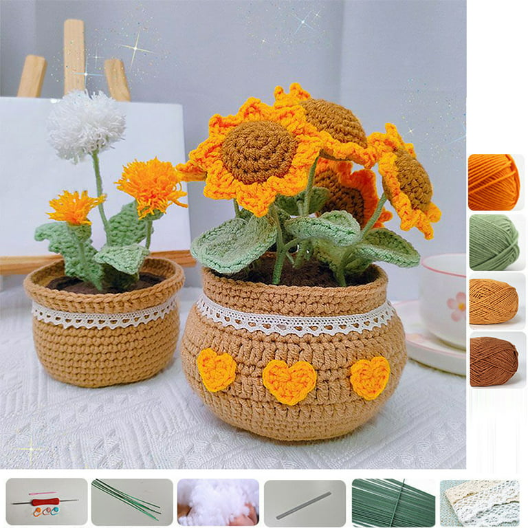 Flower Crochet Kit for Beginners, Crochet Materials Pack, Sunflower Tulip  Gift