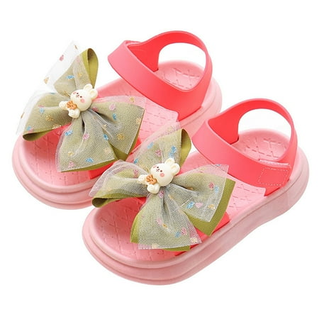 Loliuicca Little Girls Bow Sandals Summer Soft Sole Cute Princess Flats Shoes