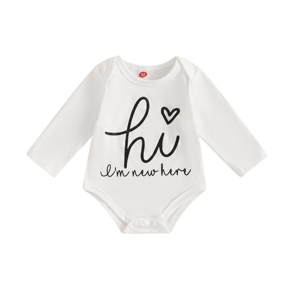 Aojekbee Baby Girls Romper, Long Sleeve Crew Neck Letters Heart Print Bodysuit Clothes for Casual Daily