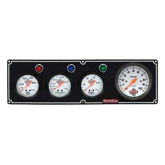 Quickcar Racing Products 3-1 Gauge Panel OP/WT/FP w/3-3/8in Tach Black