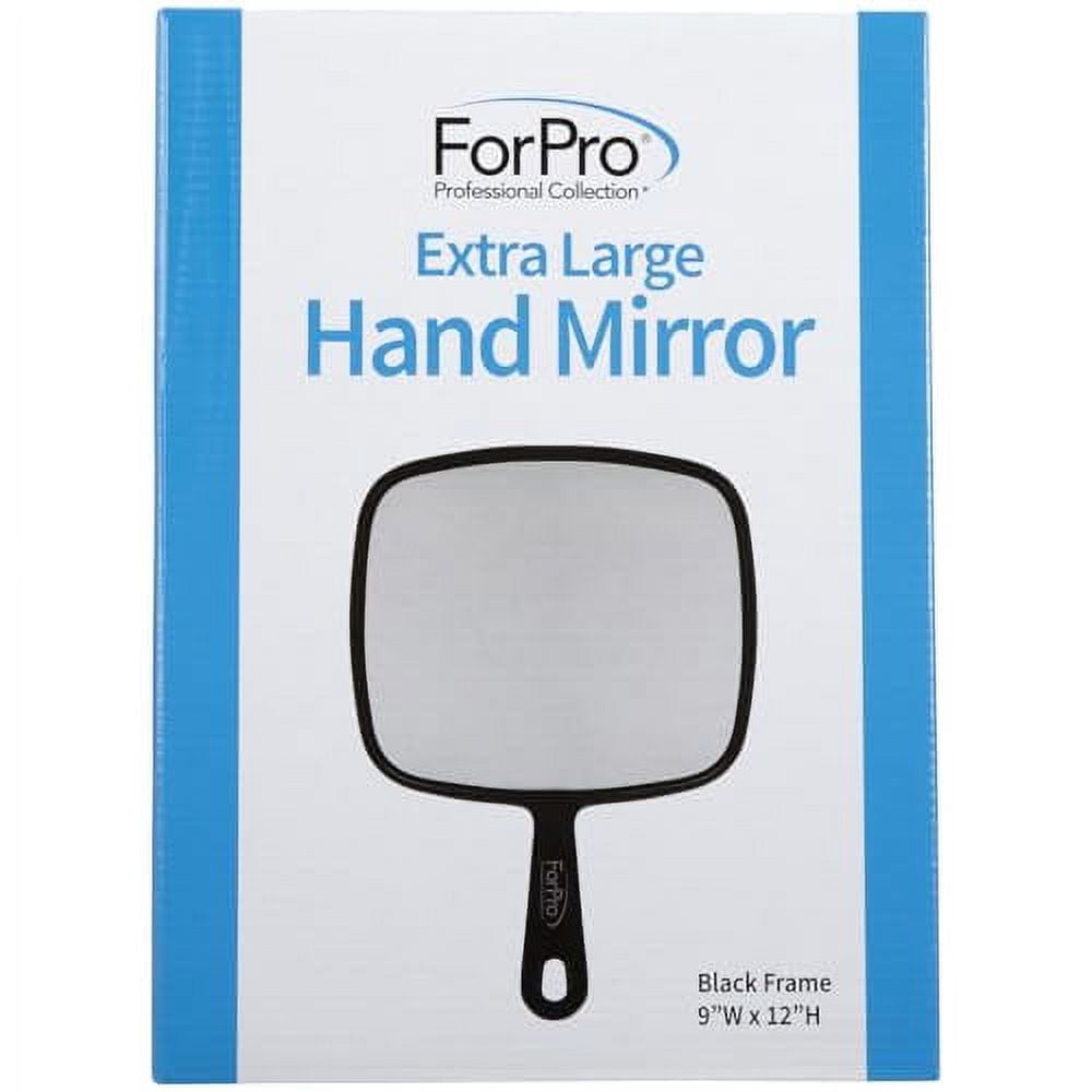 ForPro Extra Large Hand Mirror with Handle, 9 W x 12 L, Multi-Purpose Handheld Mirror with Distortion-Free Reflection, Black