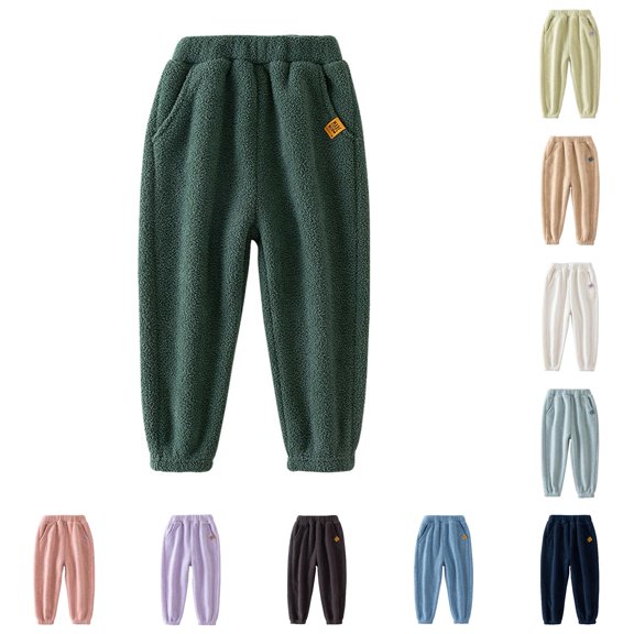 Shachafan Boys Lined Casual Pants Elastic Waistband Solid Comfortable Thermal Winter Trousers For Outdoor Play Fashionable Baby Boy Clothes