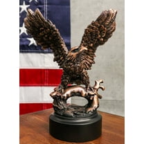 Wings Of Glory Bald Eagle Perching On Tree Bronzed Resin Figurine With Base