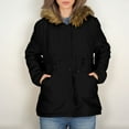 thumbnail image 3 of Maqroz Fleece Lined Jacket Women Warm Thick Down Coats Knee Length Thermal Quilted Coats Heavy Winter Coats Zip Up Cozy Heavyweight Parka Zipper Pockets Outerwear, Black L, 3 of 4
