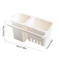thumbnail image 3 of Caja organizadora de almacenamiento de plástico | Cesta colgante de drenaje inferior para cocina, baño, oficina | Soporte de papelería para utensilios de vajilla multiusos | Blanco/Gris | 19x12x11cm, 3 of 6