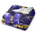 thumbnail image 2 of Purple and Gold Butterfly Pattern Throw Blanket Soft Lightweight Cozy Premium Flannel Warm Bed Blanket for Bedroom Living Couch All Seasons 50"X40", 2 of 6