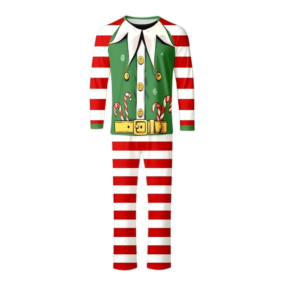 Family Christmas Pajamas Matching Sets for Couples and K`ids Long Sleeve Festival Party Pjs Loungerwear Warm Sleepwear for Family
