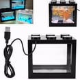 thumbnail image 5 of Betta Fish Tanks, Mini Fish Tank, Stackable Mini Fish Tank Aquarium Tank Kit, with Starfish Coral Decoration, Aquarium Gravel Decoration, Cube Tank for Office and Home Desk(Pink), 5 of 8