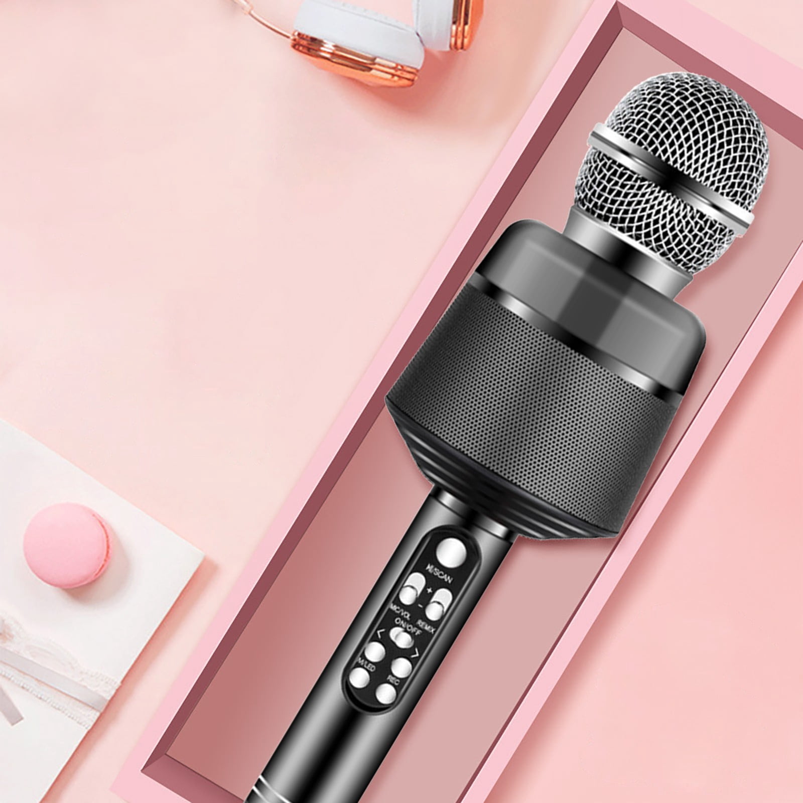 2 in 1 Karaoke Wireless Microphone, Wireless Condenser Microphone Live Broadcast Karaoke Artifact Home Video Microphone Speaker Integrated with Sound Effect Kids Gifts for Girls and Boys