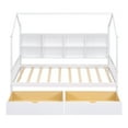 thumbnail image 5 of Wooden Twin Size House Bed with 2 Drawers and Storage Shelf, White, 5 of 9