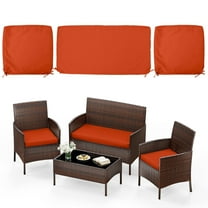 Pakunoda 3Pcs Patio Cushion Covers 4-Seater Outdoor Cushion Slipcovers Replacement with Zipper for Garden Couch Wicker Rattan Sofa Furniture, Cover Only, Orange