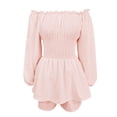 thumbnail image 4 of Combinaison pour Femme à Épaules Dénudées, Robe Mini Évasée à Volants Superposés avec Encolure Ras du Cou et Design de Culottes, 4 of 5