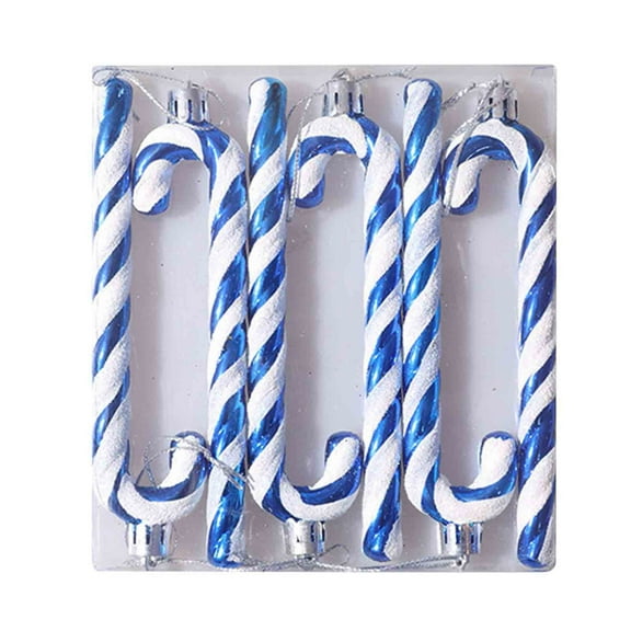 Blue Christmas Candy Cane Ornaments Set Of 6 Shatterproof Plastic Hanging Decorations For Xmas Tree Holiday Party Decor 5.51X5.12 Inches Package Includes 6 Candy Canes Weight 0.08 Lb