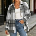 thumbnail image 3 of Perfectbot Women's Plaid Shacket, Button Down Shirt Jacket with Ribbed Hem, Relaxed Fit Fall Outerwear, 3 of 8
