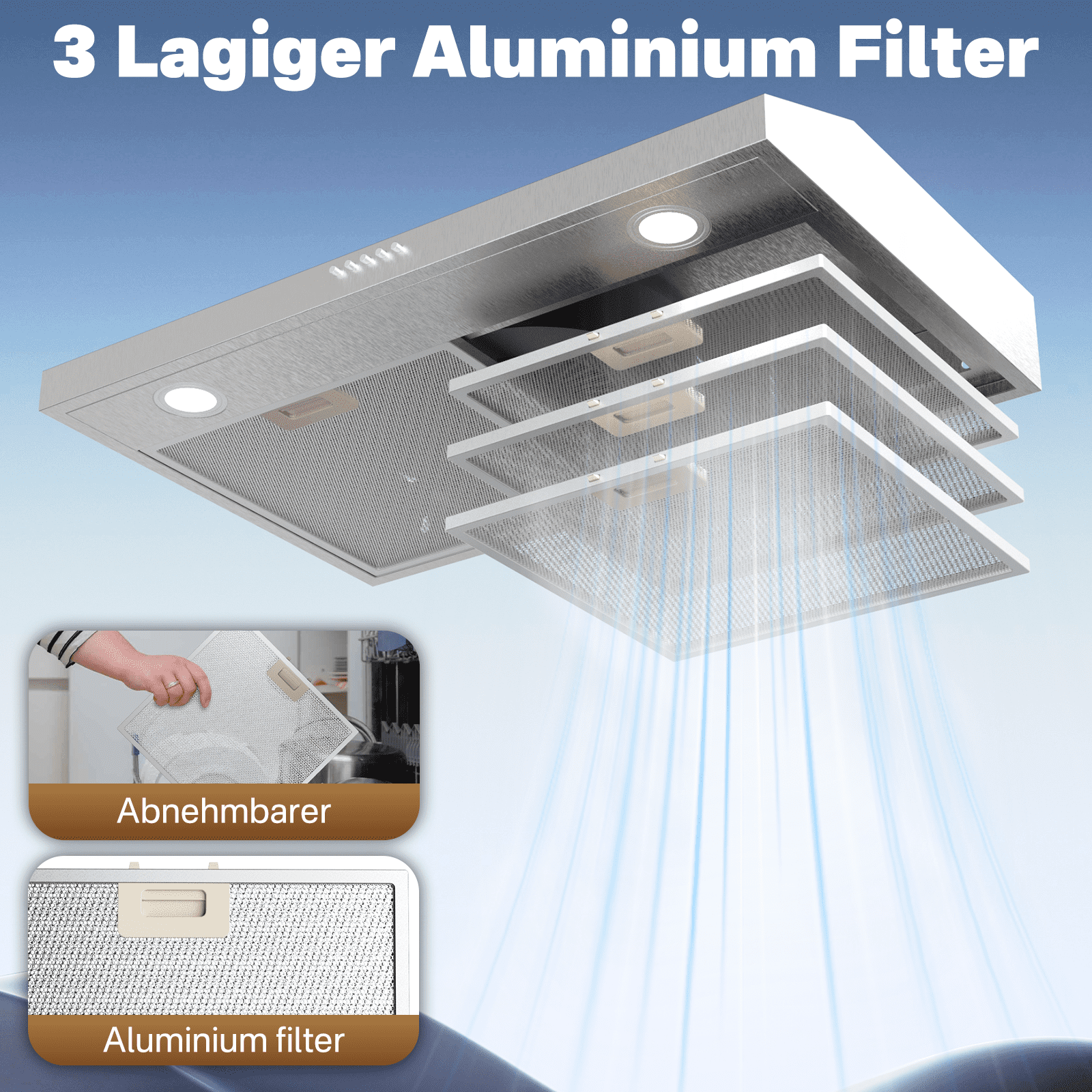 TYEMUI 30 Inch Ductless Range Hood, 9 Inch High Ventless Kitchen Hood with Back Vent Option, No Problem Keep Vena Hood for Under Cabinet or Wall Mount