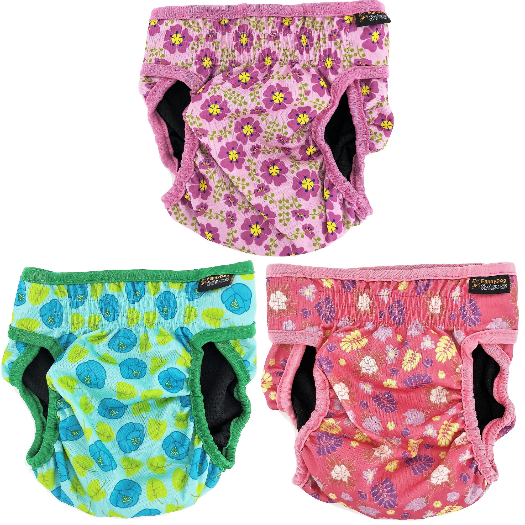 PACK of 6 Female Dog Diapers with 4 LAYERS of Absorbent Pads WATERPROOF Leak Proof Washable