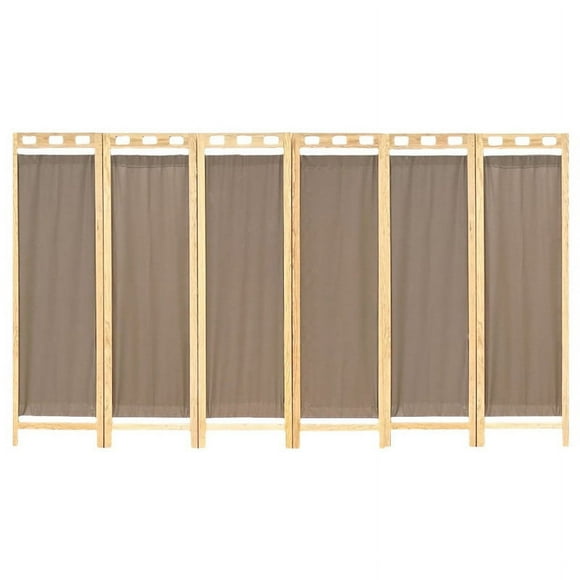 Biombo MARDAM Mampara DE Madera DE Pino Natural 6 Paneles Capuchino