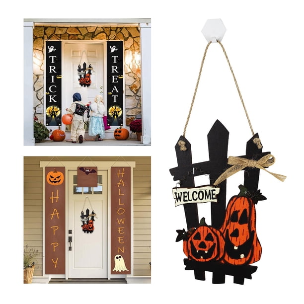 Halloween Decoración de Ventana de Oficina en hogar, de Decoración de Puerta Delantera de Halloween, para Fiestas de Halloween Calabaza 2 Macarena Coronas de halloween