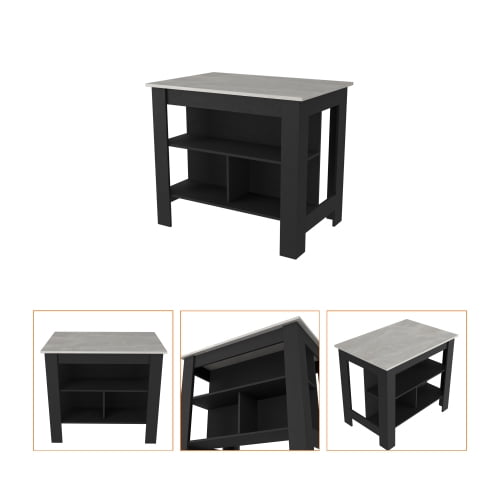 Nmkwnr Kitchen Island Stand Table with 3 Open Shelves