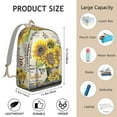 thumbnail image 5 of Flowers Print Travel Backpack for School College and Work, Large Capacity Bookbag with Laptop Sleeve, Durable Everyday Commuting Backpack, Sunflower Floral Design Unisex Gift for Teens Adults, 5 of 5