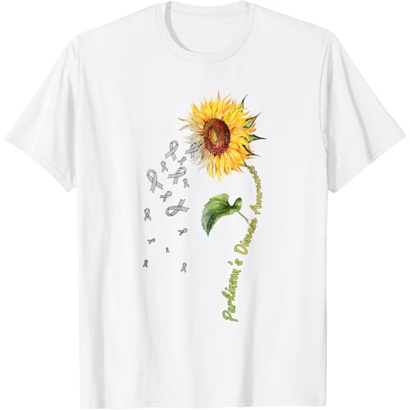 Parkinson's Disease Awareness Sunflower TShirt T-Shirt men and women can wear, black, white, gifts