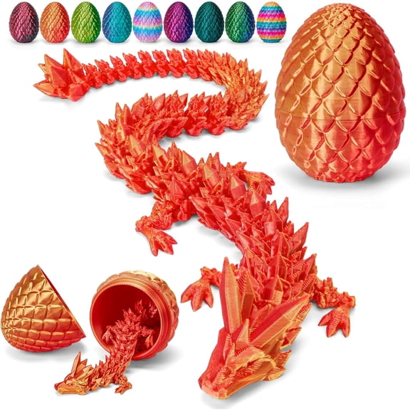 3D Printed Dragon Easter Eggs, Cool 3D Printer Articulated Crystal Dragon Toys , Surprise Animals Figurines Fidget Dinosaur Eggs Toys